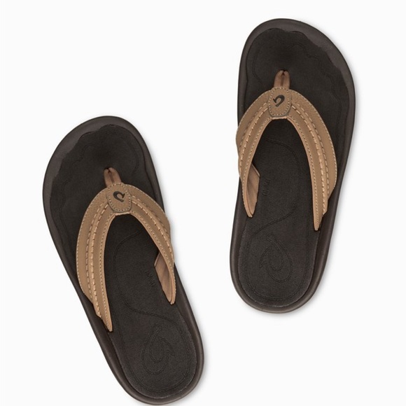 Olukai Hokua Men’s size 13 beach Flipflops/ Sandals Tan / Tan; summer vacation main image 7